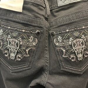 NWT Miss Me black bootcut with embelished pockets